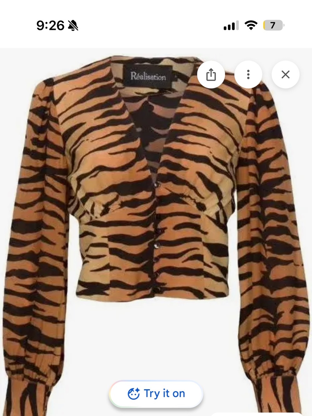 Realisation Par Tiger-Stripe Button Front Blouse in Brown and Black